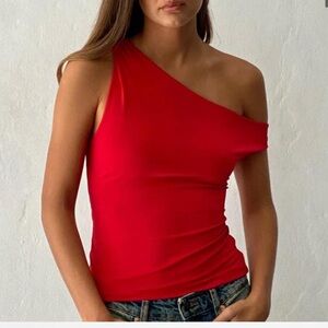 Women's One-Shoulder Red Top